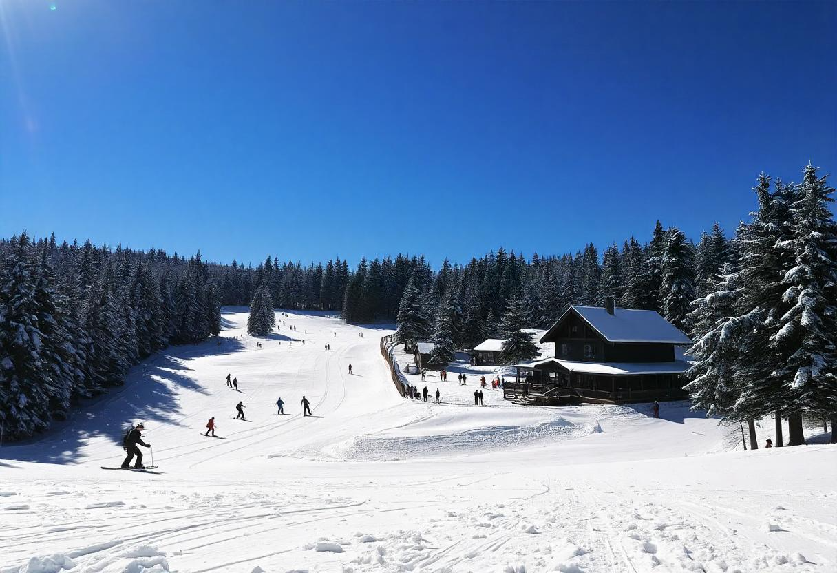 Hoedown Hill winter ski resort with snow-covered slopes