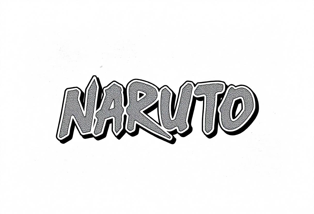 A printable Naruto logo ausmalbild with bold outlines, ready for coloring, designed for anime and manga enthusiasts.